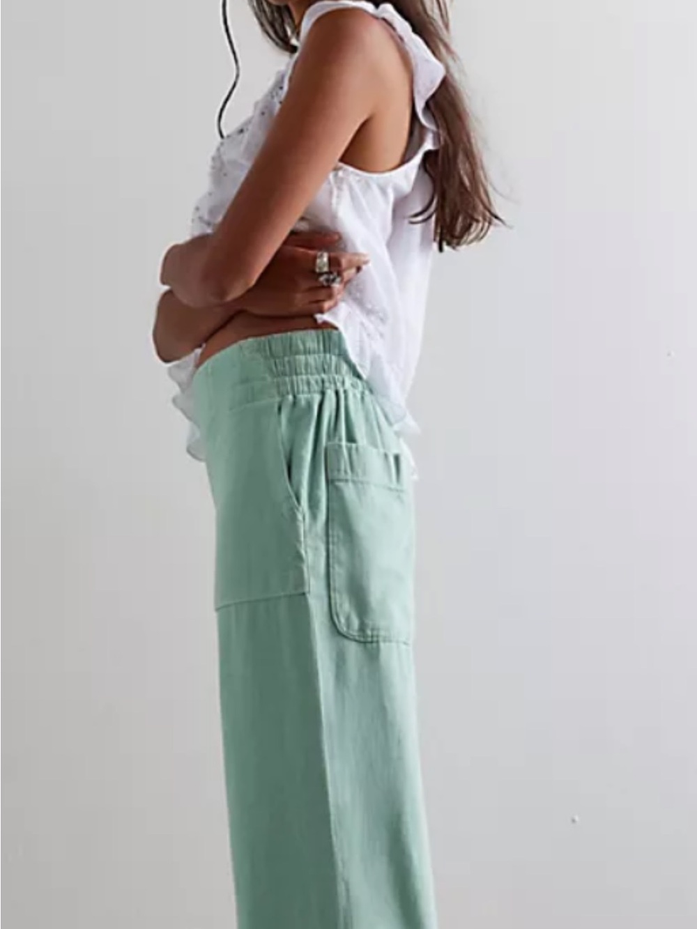 Free people 💗Mint Green Wide-Leg Utility Pants